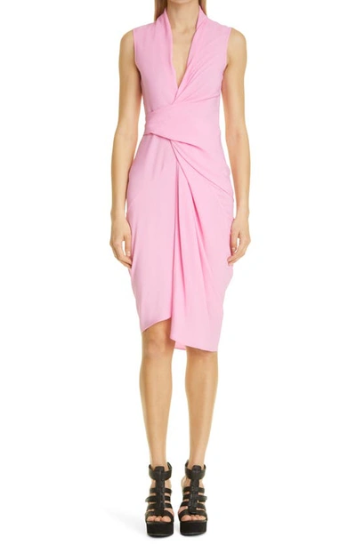 Shop Rick Owens Wrap Midi Dress In Pop Pink