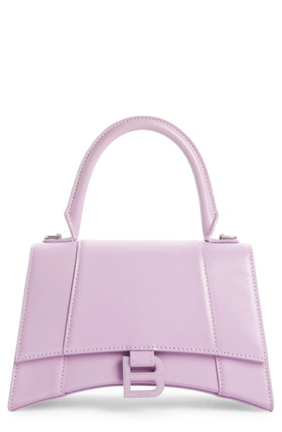 Shop Balenciaga Hourglass Leather Top Handle Bag In Lilac