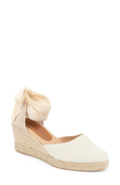 Patricia Green Leon Espadrille Lace-up Wedge In Cream Fabric | ModeSens