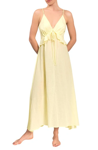 Shop Everyday Ritual Ruffle Empire Waist Nightgown In Limoncello