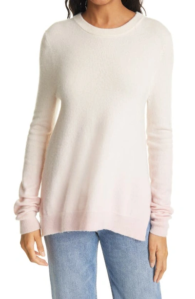 Shop Nicole Miller Dip Dye Cashmere Sweater In Pink/yello