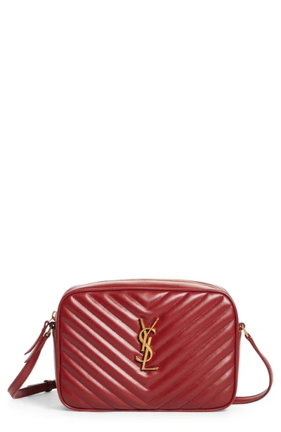 Shop Saint Laurent Lou Matelasse Leather Camera Bag In 6008 Opyum Red