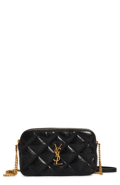 Shop Saint Laurent Becky Diamond Quilted Leather Camera Bag In Nero