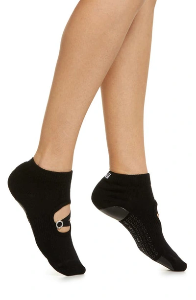 Shop Arebesk Rhinestone Buckle No-slip Socks In Black