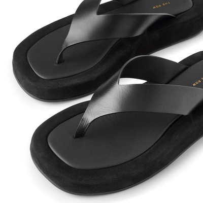 Shop The Row Ginza Leather And Suede Platform Flip Flops