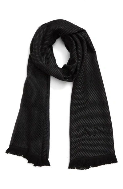 Shop Canali Dot Wool Scarf In Charcoal