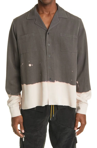 Shop Rhude Bleached Long Sleeve Button-up Shirt In Grey