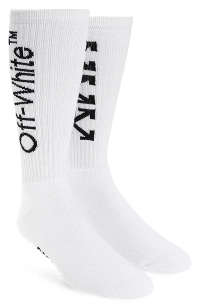 Shop Off-white Arrows Mid Length Tube Socks In White Black