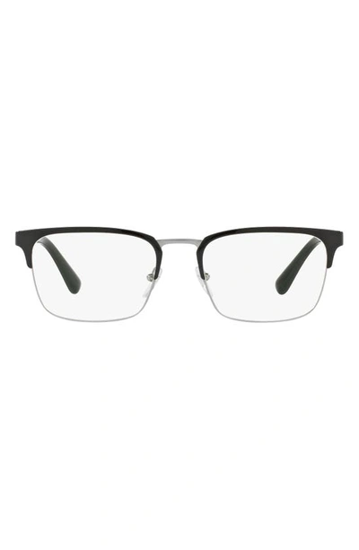 Shop Prada 55m Rectangle Optical Glasses In Black/ Gunmetal