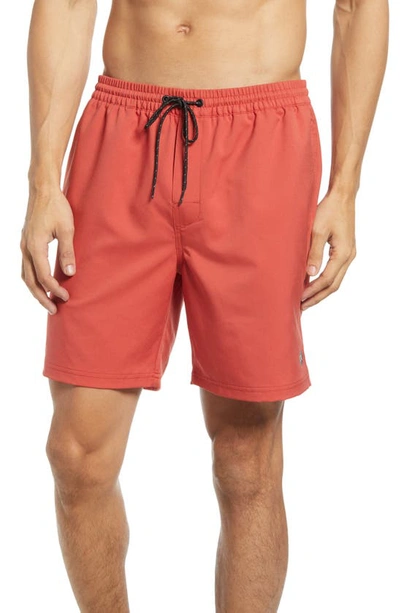 Shop Outerknown Nomadic Volley Shorts In Faded Red