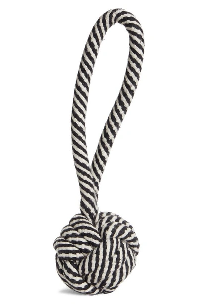 Shop Ware Of The Dog Small Knotted Cotton Rope Dog Toy In Black/ White Stripe