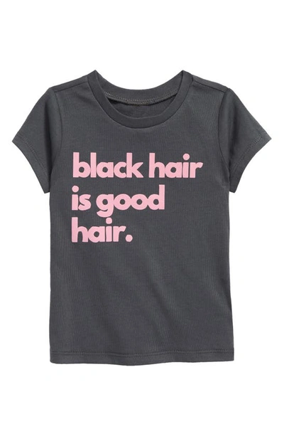 Shop Typical Black Tees Black Hair Is Good Hair Graphic Tee In Charcoal