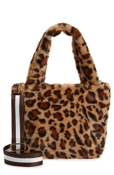 Shop Bari Lynn Plush Leopard Print Faux Fur Crossbody Bag In Brown
