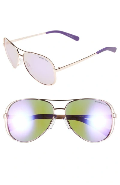 Shop Michael Kors Collection 59mm Aviator Sunglasses In Purple