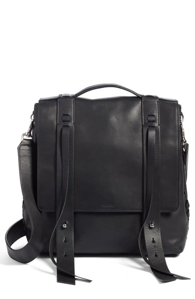 Shop Allsaints Fin Leather Backpack In Black