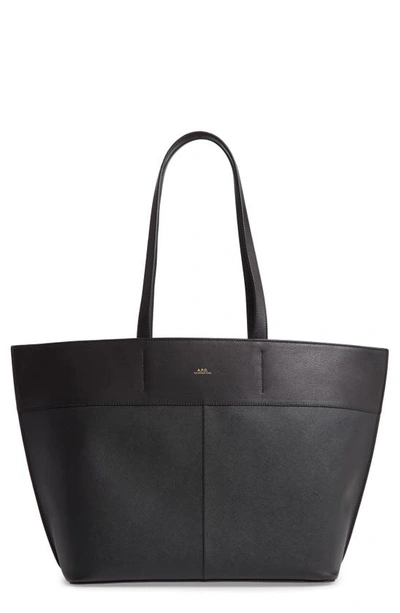 Shop Apc Totally Leather Tote Bag In Lzz Noir