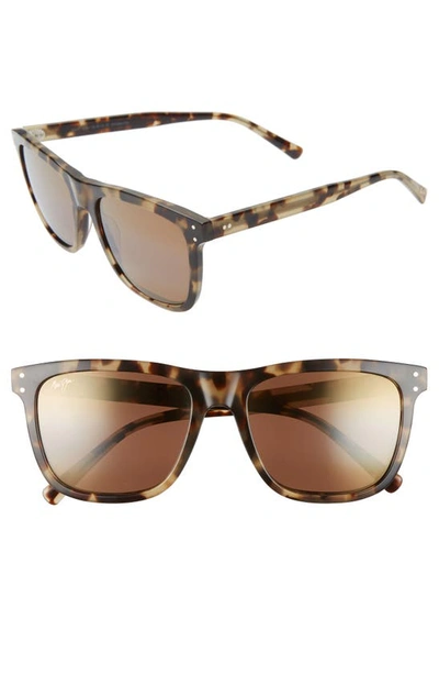 Shop Maui Jim Velzyland 56mm Polarizedplus2® Square Sunglasses In Olive Tortoise/ Hcl Bronze
