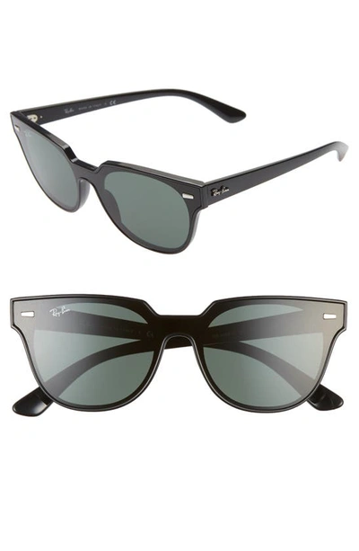 Shop Ray Ban 51mm Square Sunglasses In Black/ Green Solid
