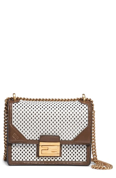 Shop Fendi Kan U Perforated Leather Crossbody Bag In Ice/ Rust/ Maya