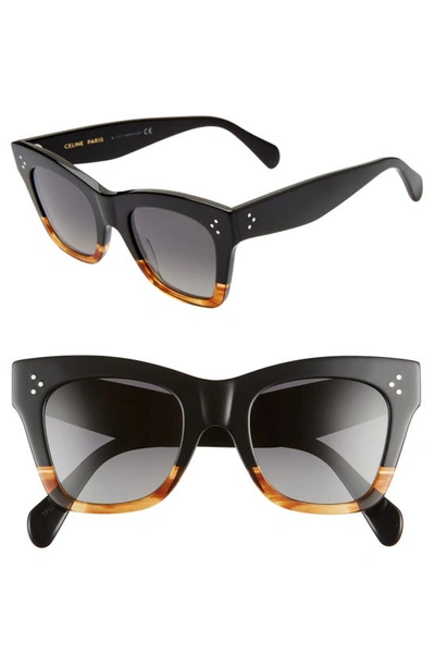 Shop Celine 50mm Polarized Square Sunglasses In Matte Black/ Smoke Polarized