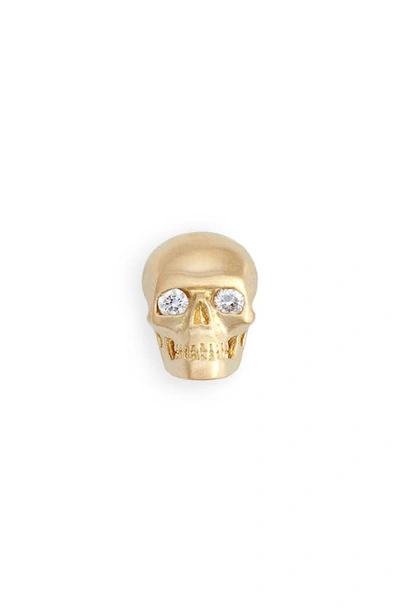 Shop Maria Tash Matte Skull Stud Earring With White Diamonds In Yellow Gold/ Diamond