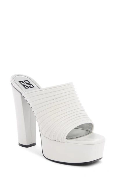 Shop Givenchy Look Book Platform Mule In Off White/ Silver