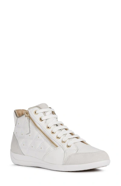 Shop Geox Myria Mid Sneaker In White/ Off White Leather