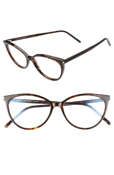 Shop Saint Laurent 53mm Optical Glasses In Havana