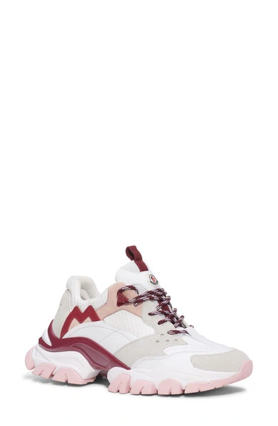 Shop Moncler Leave No Trace Sneaker In White/ Maroon