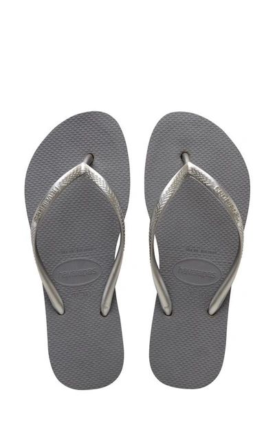 Shop Havaianas Slim Flatform Flip Flop In Steel Grey