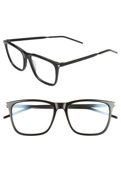 Shop Saint Laurent 55mm Optical Glasses In Black W Black