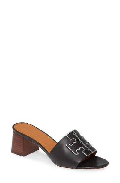 Shop Tory Burch Ines Slide Sandal In Perfect Black / Silver