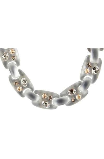 Shop Alexis Bittar Future Antiquity Crystal Stud Soft Link Necklace In Silver