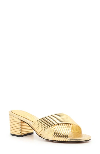 Shop Schutz Ana Slide Sandal In Gold Leather