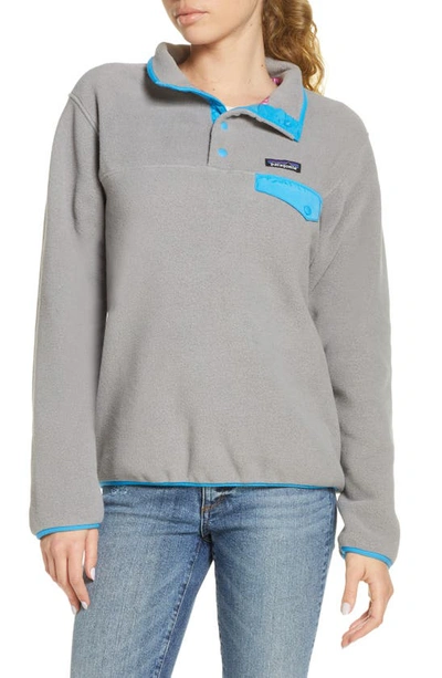 Shop Patagonia Synchilla Snap-t Recycled Fleece Pullover In Feather Grey Joya Blue-fejb