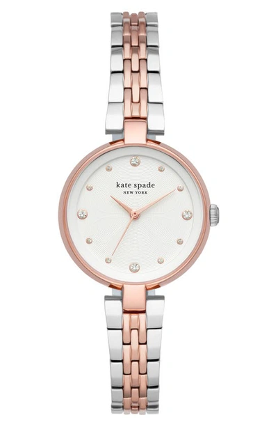 Shop Kate Spade Annadale Bracelet Watch, 30mm In Two-tone/ White/ Rose Gold