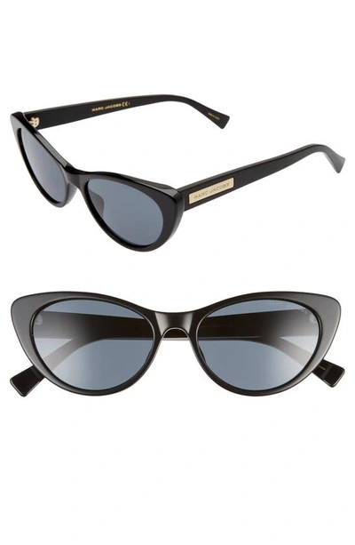 Shop The Marc Jacobs 53mm Cat Eye Sunglasses In Black/ Grey Blue