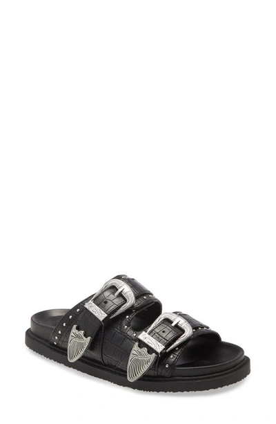 Shop Topshop Peru Buckle Slide Sandal In Black