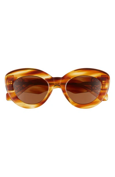 Shop Loewe 50mm Round Sunglasses In Blonde Havana/ Brown