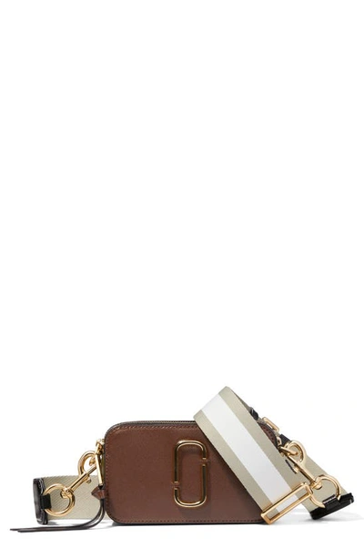 Shop The Marc Jacobs The Snapshot Leather Crossbody Bag In Classic Brown Multi