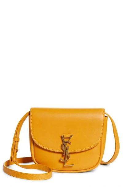 Shop Saint Laurent Kaia Ysl Monogram Leather Crossbody Bag In Senape Yellow