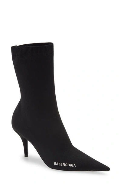 Shop Balenciaga Knife Pointed Toe Sock Bootie In Black/ White