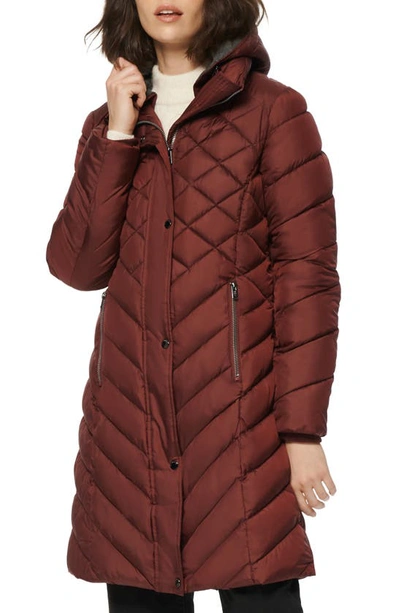 Shop Marc New York Matte Jersey Lined Hooded Puffer Coat In Night Shade