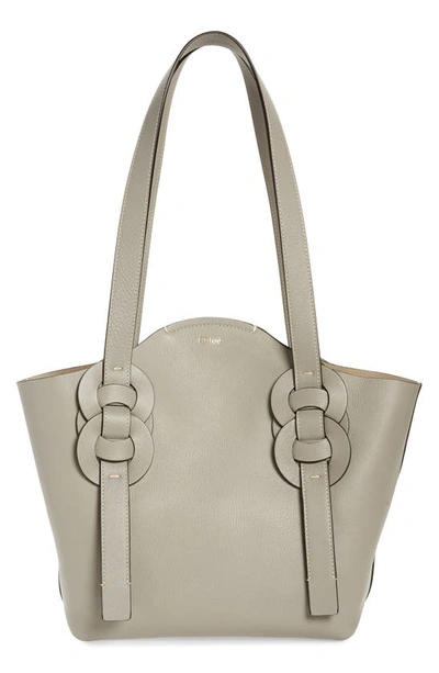 Shop Chloé Small Darryl Leather Tote In 039 Stormy Grey