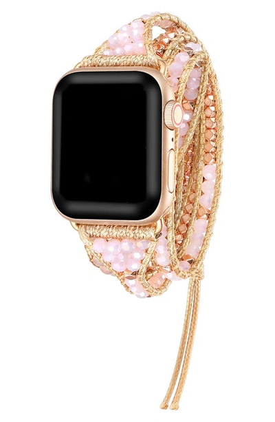 Shop Posh Tech Beaded Wrap Strap For Apple Watch In Rose Gold / Pink-42/ 44mm
