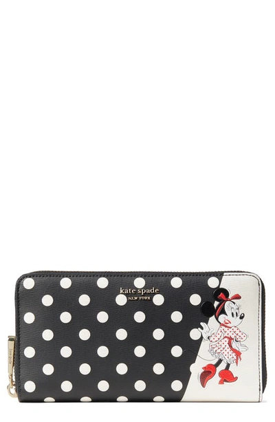 Shop Kate Spade X Disney Minnie Mouse Faux Leather Wallet In Black Multi
