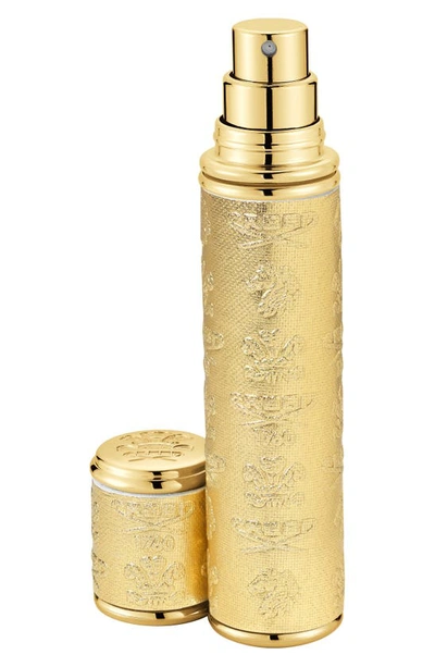 Shop Creed Refillable Pocket Leather Atomizer, 0.33 oz In Gold/gold Trim