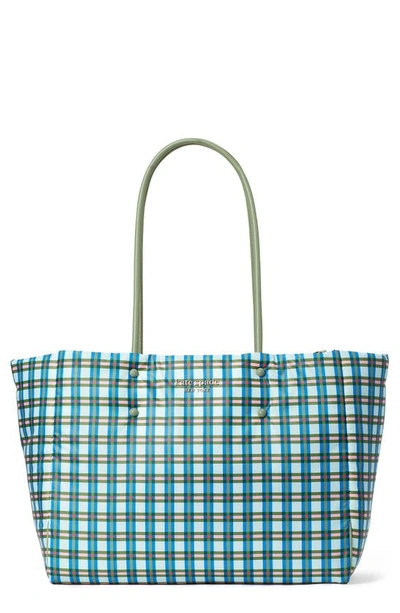 Shop Kate Spade Everything Large Puffy Plaid Tote In Multi