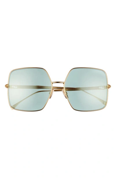 Shop Fendi 61mm Mirrored Square Sunglasses In Gold/ Green Antireflective