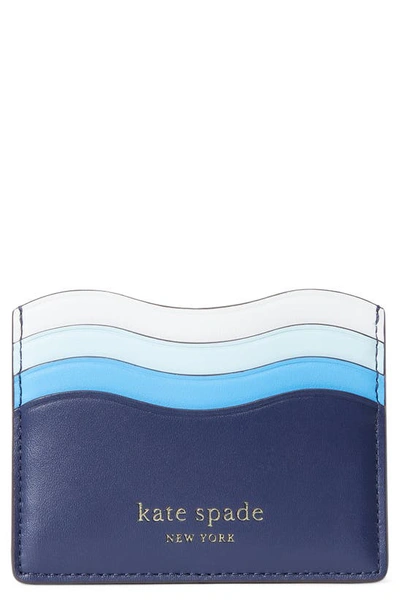 Shop Kate Spade Puffy Wave Card Holder In Squid Ink Multi